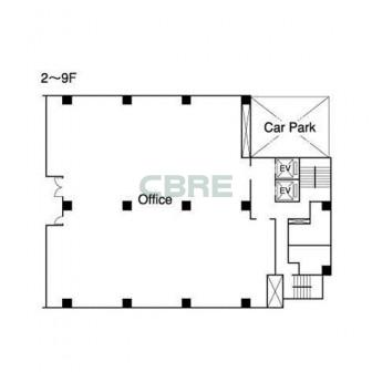 2階〜9階 平面図