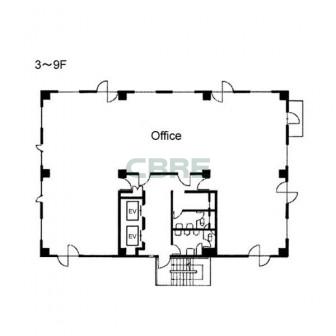3階〜9階 平面図