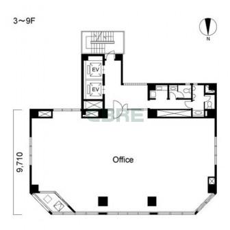 3階〜9階 平面図