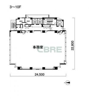 3階〜10階 平面図