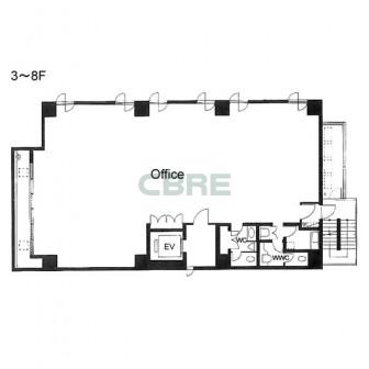 3階〜8階 平面図