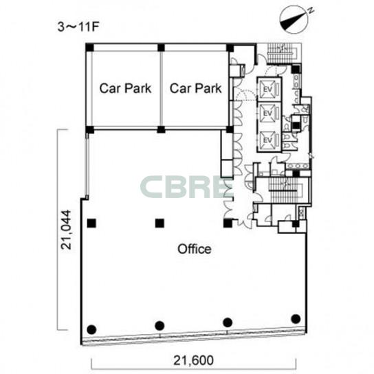 3階〜11階 平面図
