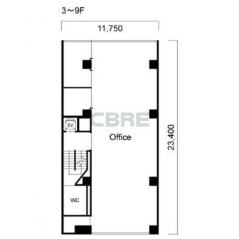 3階〜9階 平面図