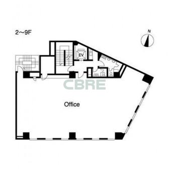 2階〜9階 平面図