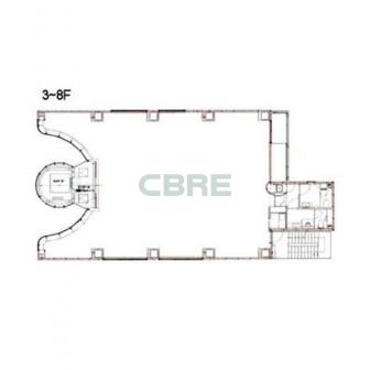 3階〜8階 平面図