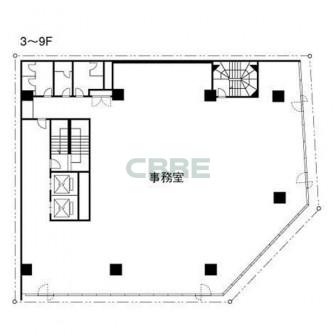 3階〜9階 平面図