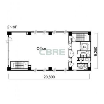 2階〜9階 平面図