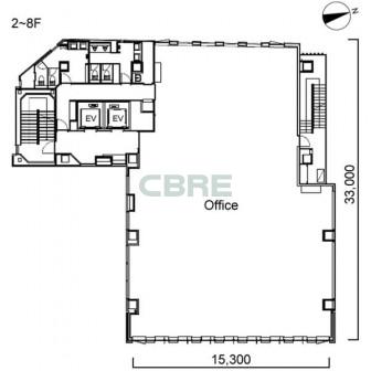 2階〜8階 平面図
