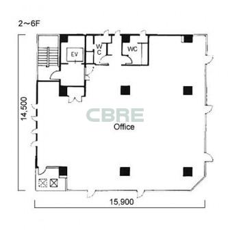 2階〜6階 平面図