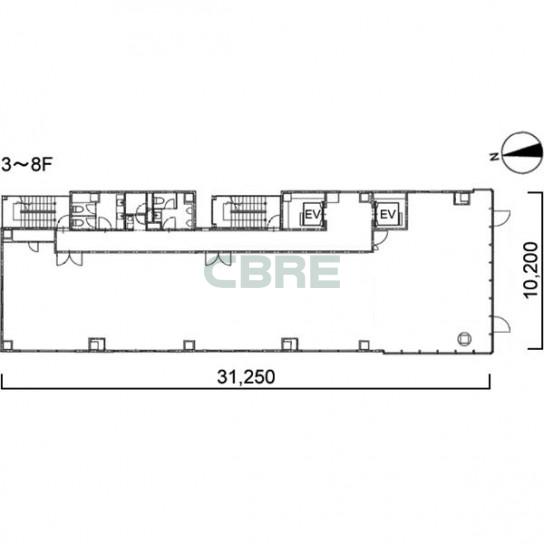 3階〜8階 平面図
