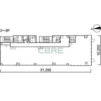 3階〜8階 平面図