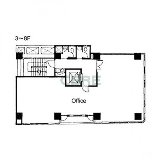 3階〜8階 平面図