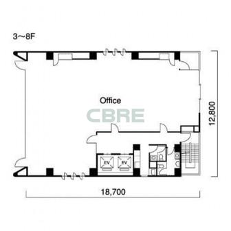 3階〜8階 平面図