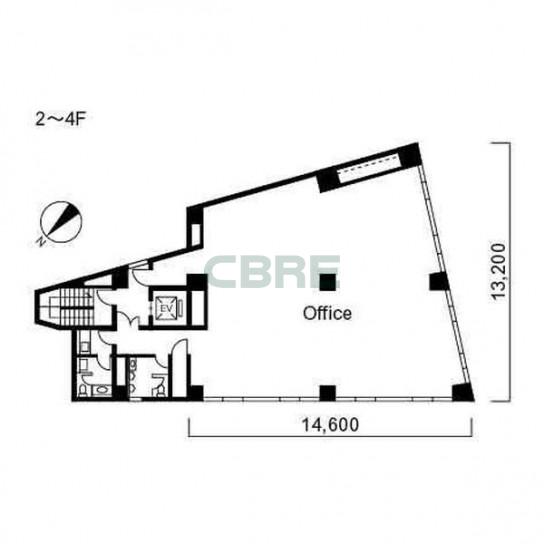 2階〜4階 平面図