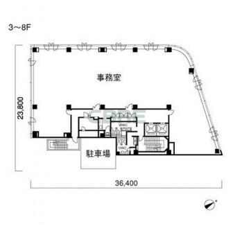 3階〜8階 平面図