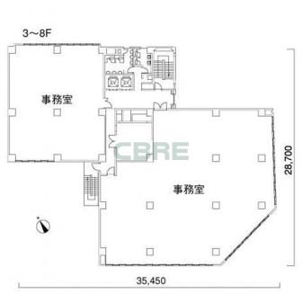3階〜8階 平面図