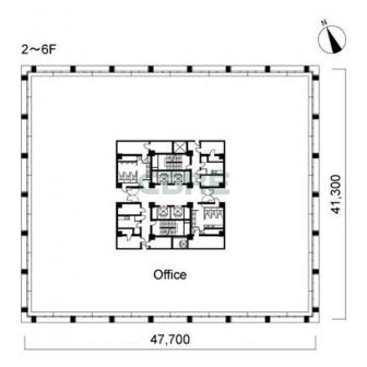 2階〜6階 平面図