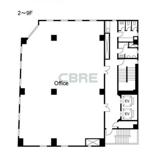 2階〜9階 平面図