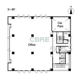3階〜9階 平面図