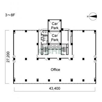 3階〜8階 平面図