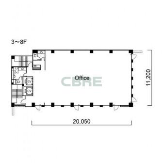3階〜8階 平面図