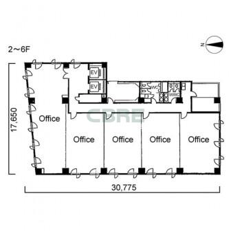 2階〜6階 平面図