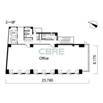 2階〜9階 平面図