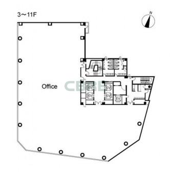 3階〜11階 平面図
