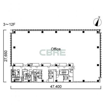 3階〜12階 平面図