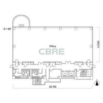 3階〜8階 平面図
