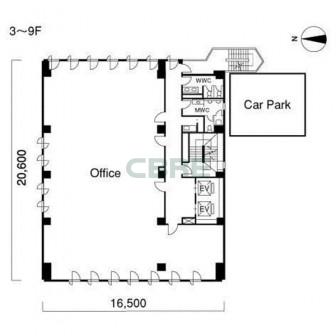 3階〜9階 平面図