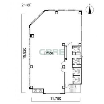 2階〜8階 平面図