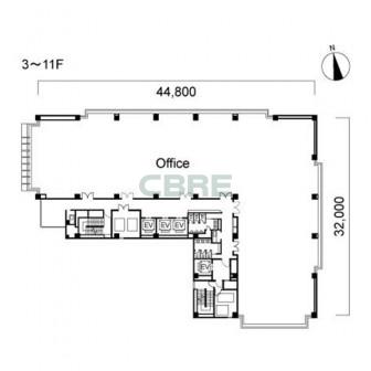 3階〜11階 平面図