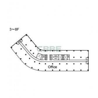 3階〜8階 平面図