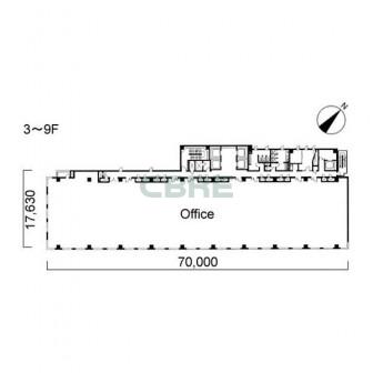3階〜9階 平面図