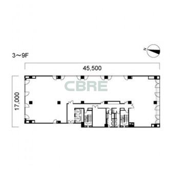 3階〜9階 平面図