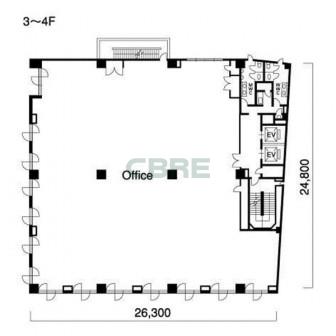 3階〜4階 平面図