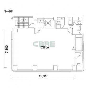 3階〜9階 平面図