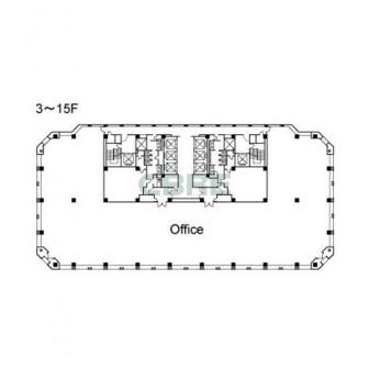 3階〜15階 平面図