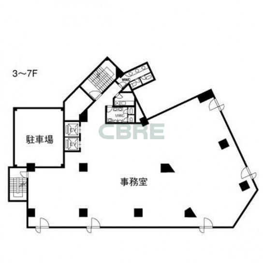 3階〜7階 平面図