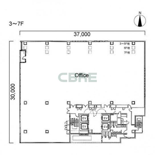 3階〜7階 平面図