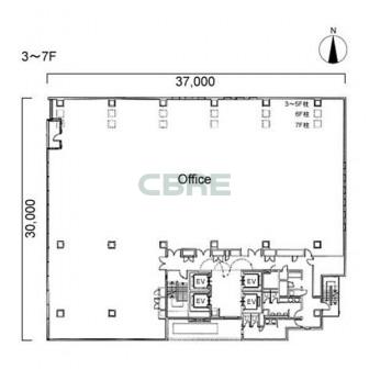3階〜7階 平面図