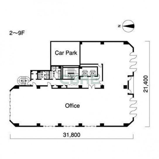 2階〜9階 平面図