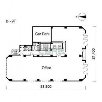 2階〜9階 平面図