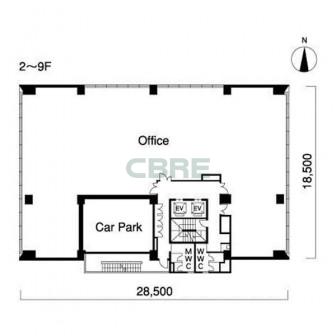 2階〜9階 平面図
