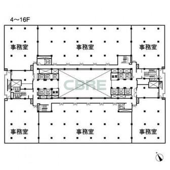 4階〜16階 平面図