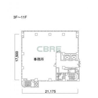 3階〜11階 平面図