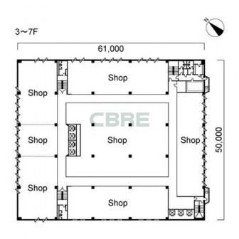 3階〜7階 平面図