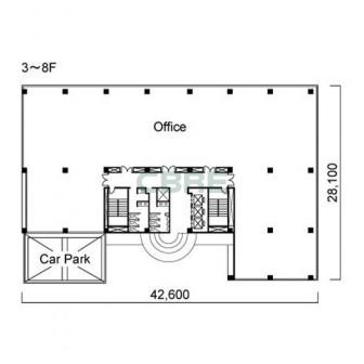 3階〜8階 平面図