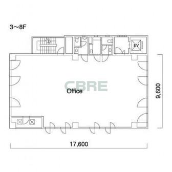 3階〜8階 平面図